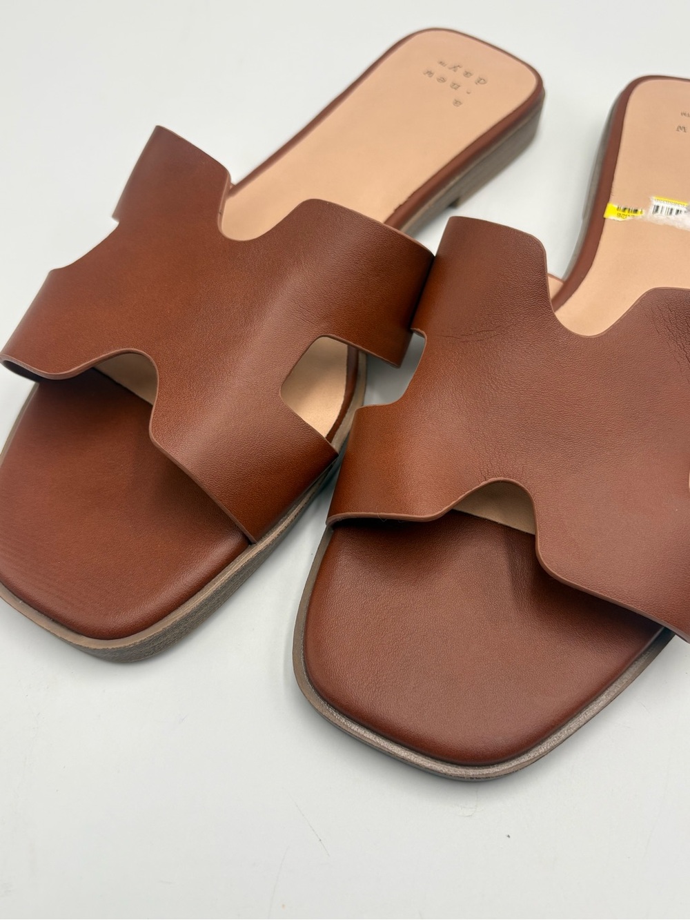 A New Day Women’s Brown H-Cut Slide Sandals Size 7.5 Slip On Block Heel - Picture 2 of 4
